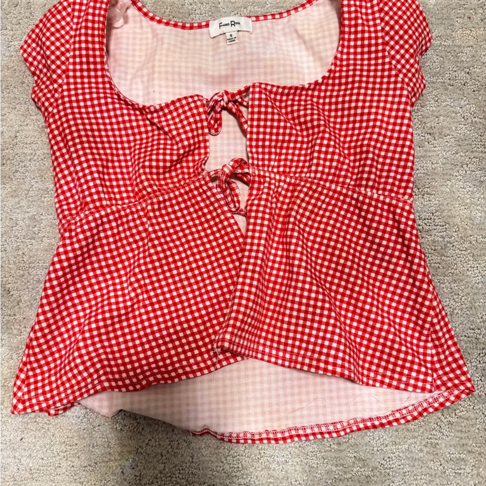 Chic Red Checkered Blouse